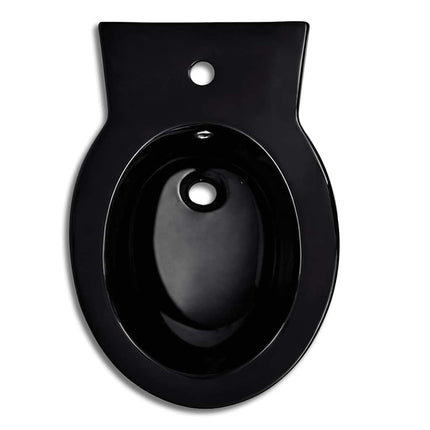 Stående toilet og bidet sæt, sort, keramisk