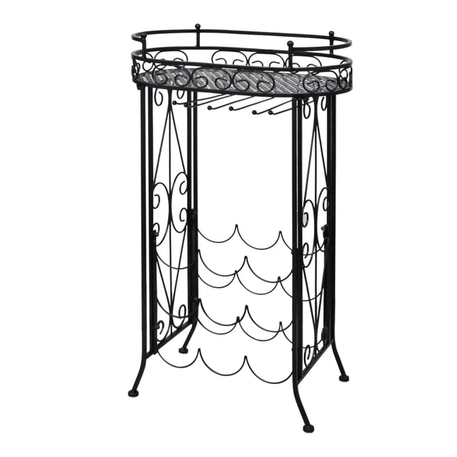 vinreol med glasholder 9 flasker metal