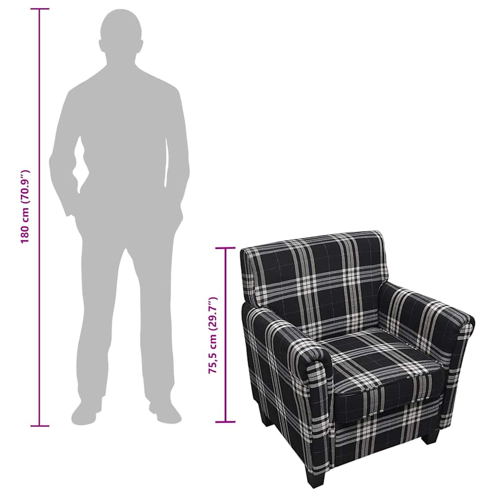 lænestol med sædehynde stof sort