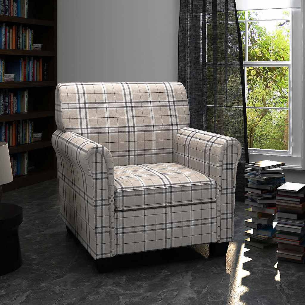 lænestol med sædehynde stof cremefarvet