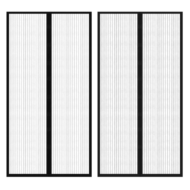 dørgardin insektnet magnetisk 2 stk. 210 x 100 cm sort
