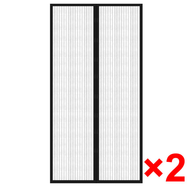 dørgardin insektnet magnetisk 2 stk. 210 x 100 cm sort