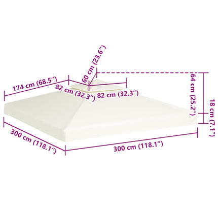 baldakin til pavillon 3x3 m 310 g/m² cremehvid