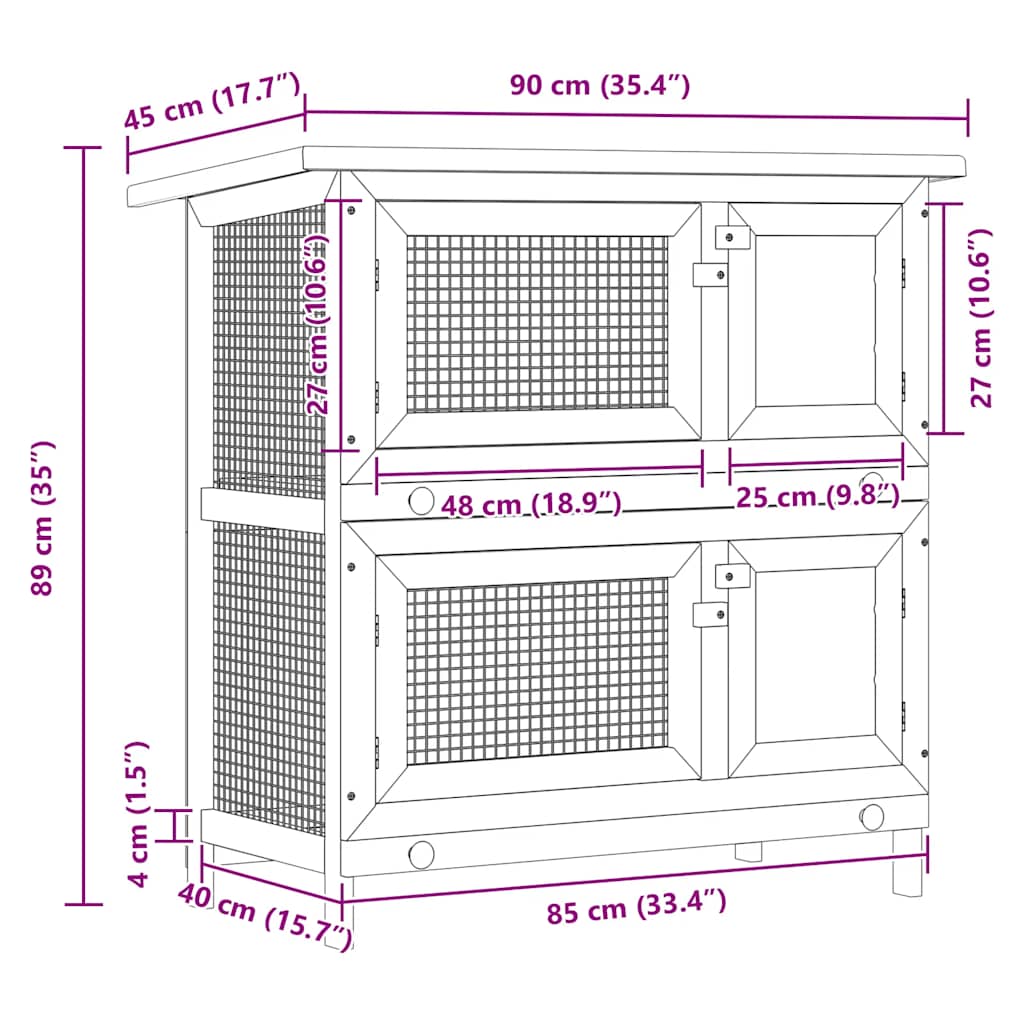 udendørs bur til små kæledyr 4 døre træ