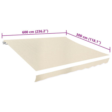 udskiftningsdug til markise 6x3 m polyester cremefarvet