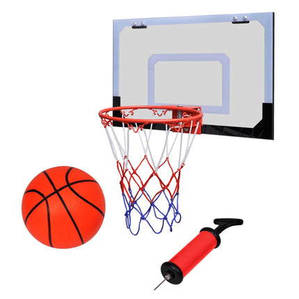 mini-basketballkurv med bold og pumpe
