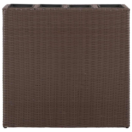 plantekasse med 4 krukker polyrattan brun