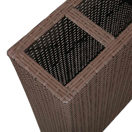 plantekasse med 4 krukker polyrattan brun