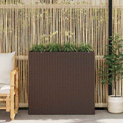 plantekasse med 4 krukker polyrattan brun