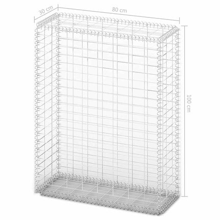 gabionkurv med låg galvaniseret ståltråd 100 x 80 x 30 cm