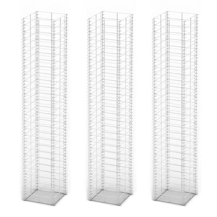 gabionsæt 3 stk. galvaniseret ståltråd 25 x 25 x 150 cm