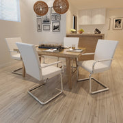 spisebordsstole med cantilever 4 stk. stof hvid