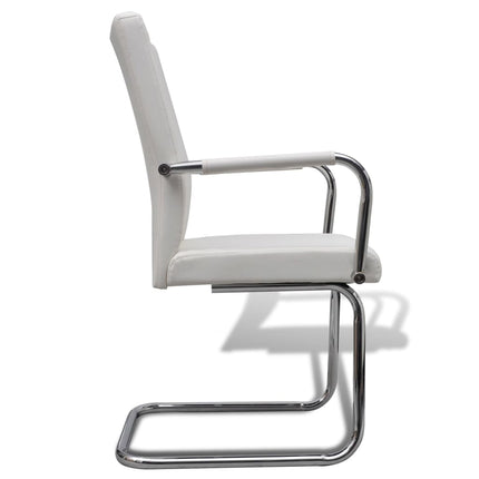 spisebordsstole med cantilever 6 stk. stof hvid