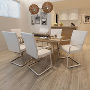 spisebordsstole med cantilever 6 stk. stof hvid