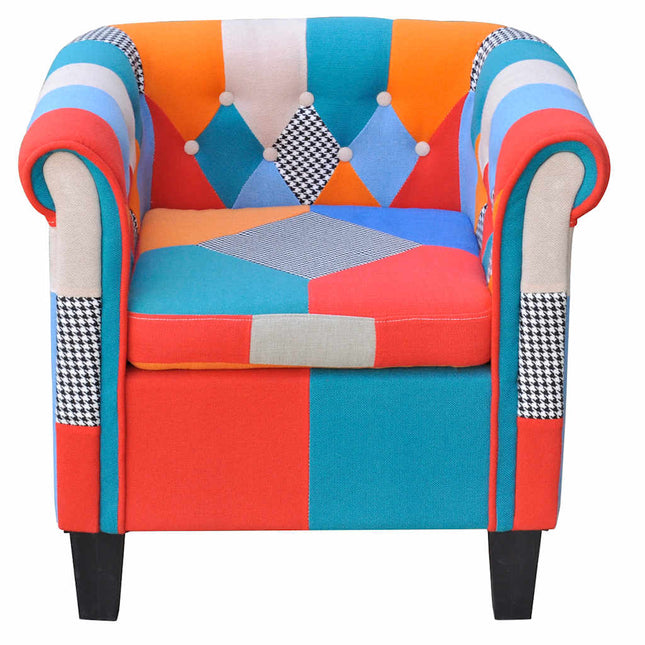 lænestol med patchworkdesign stof