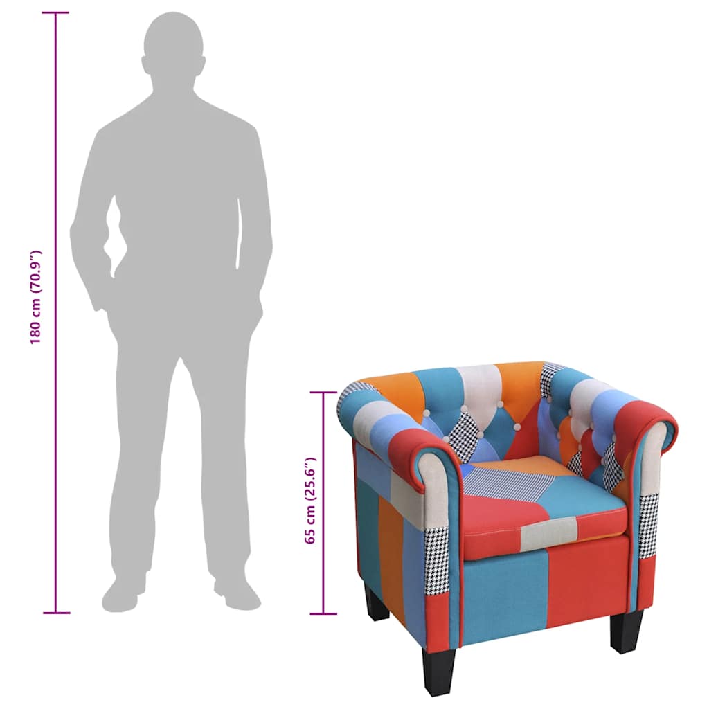 lænestol med patchworkdesign stof