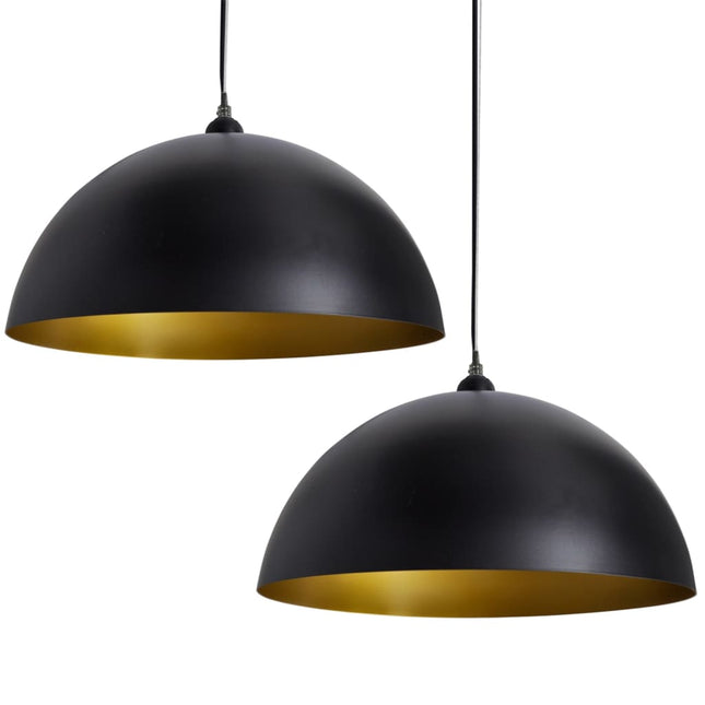 loftslampe halvkugle 2 stk. højdejusterbar sort