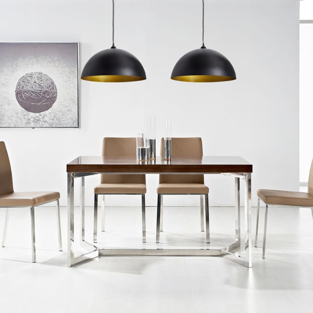 loftslampe halvkugle 2 stk. højdejusterbar sort