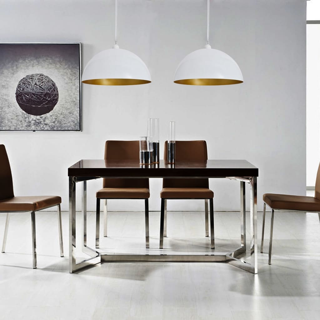 loftslampe halvkugle 2 stk. højdejusterbar hvid