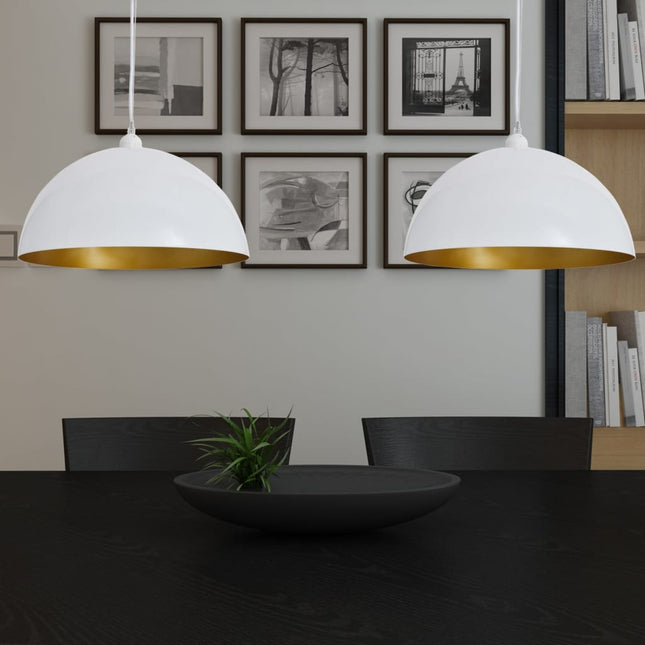 loftslampe halvkugle 2 stk. højdejusterbar hvid