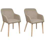 spisebordsstole 2 stk. beige stof massivt egetræ