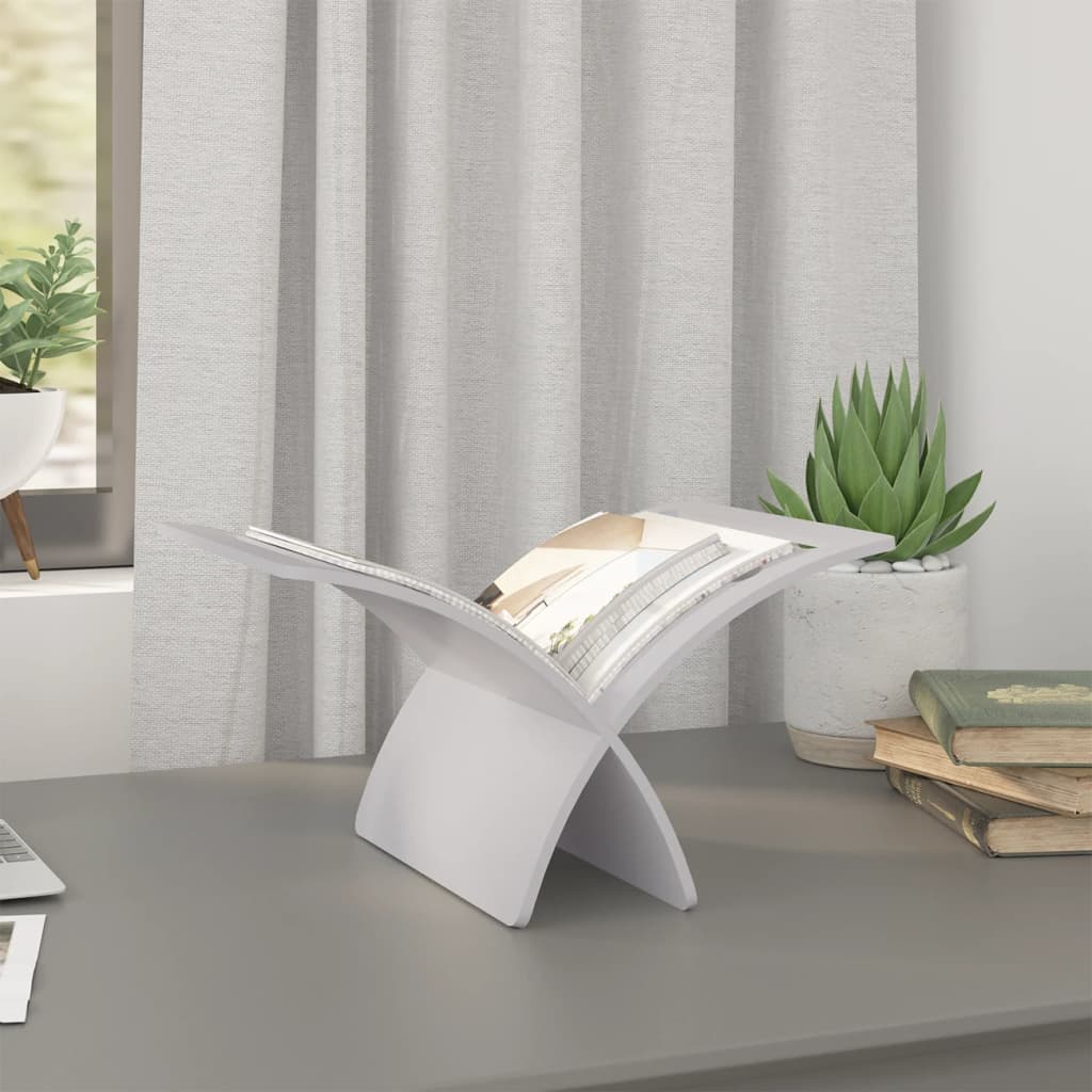 stående magasinholder træ hvid