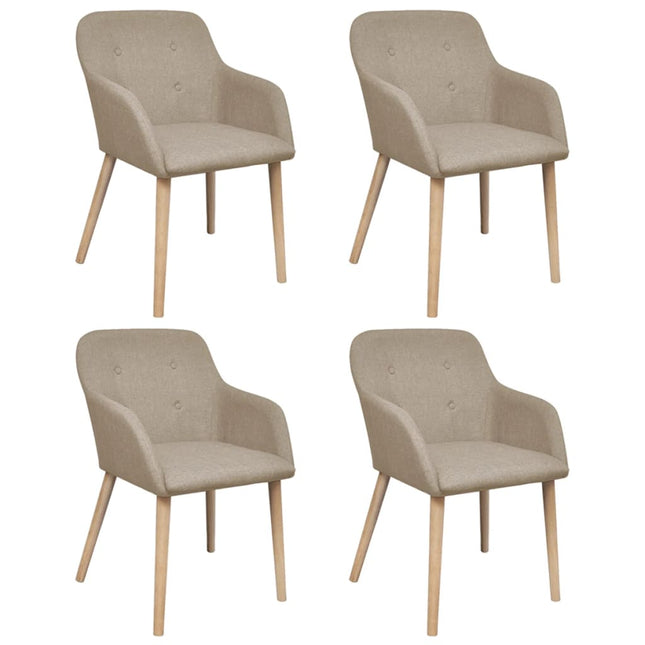 spisebordsstole 4 stk. beige stof massivt egetræ