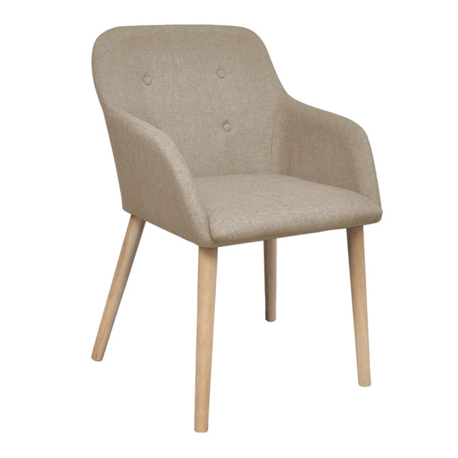 spisebordsstole 4 stk. beige stof massivt egetræ