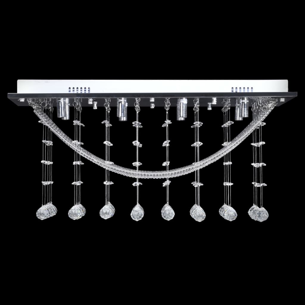 Hvid Loft Lampe med glitrende Glas Crystal Beads 8 x G9 29 cm