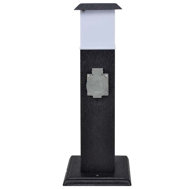 Sort kontaktsokkel med lampe til haven