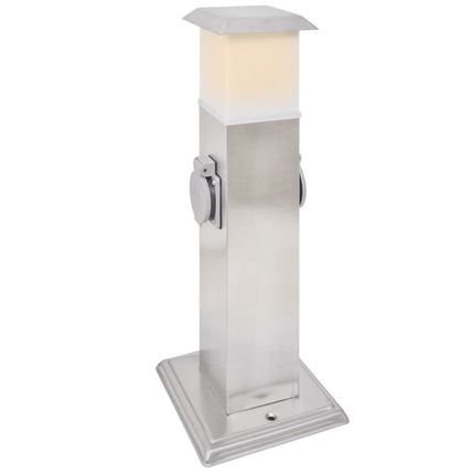 Kontaktsokkel med lampe til haven i rustfrit stål