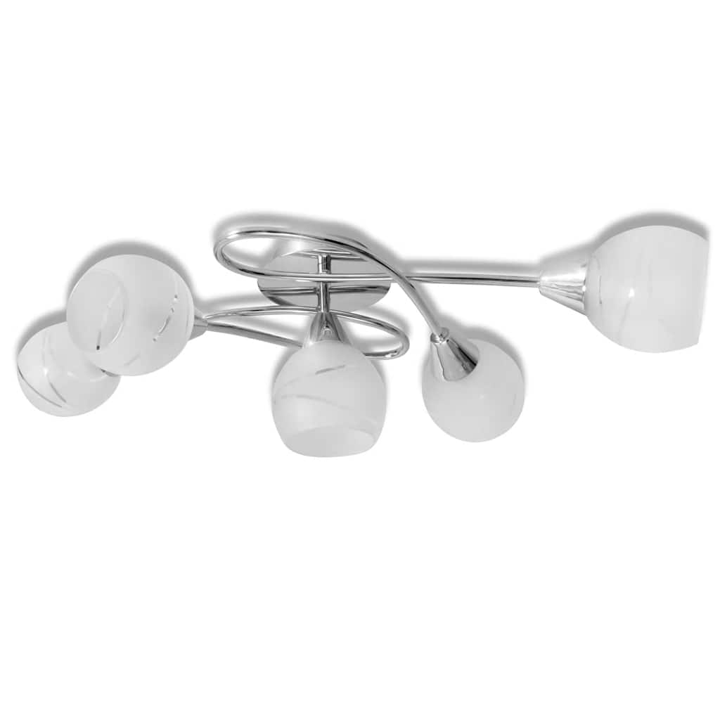 loftslampe m. glasskærme 5 E14 pærer