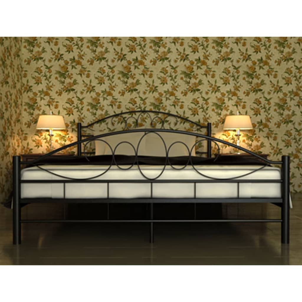 seng med madras sort metal 180 x 200 cm