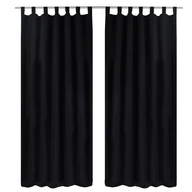 Gardiner i mikro-satin med løkker 2 stk. 140 x 175 cm sort