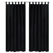 Gardiner i mikro-satin med løkker 2 stk. 140 x 225 cm sort