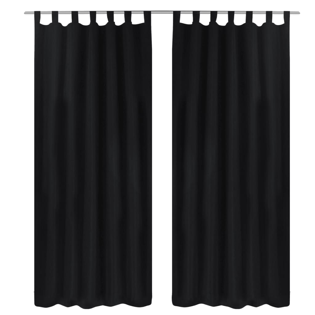 Gardiner I Mikro-satin Med Løkker 2 Stk. 140 X 245 Cm Sort - Vidaxl
