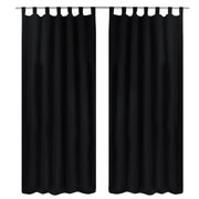 Gardiner i mikro-satin med løkker 2 stk. 140 x 245 cm sort