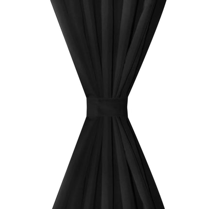 Gardiner i mikro-satin med løkker 2 stk. 140 x 245 cm sort