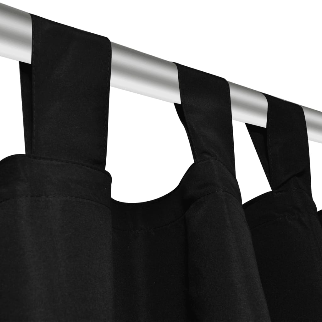 Gardiner i mikro-satin med løkker 2 stk. 140 x 245 cm sort