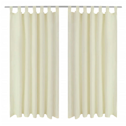 Gardiner i mikro-satin med løkker 2 stk. 140 x 245 cm cremefarvet