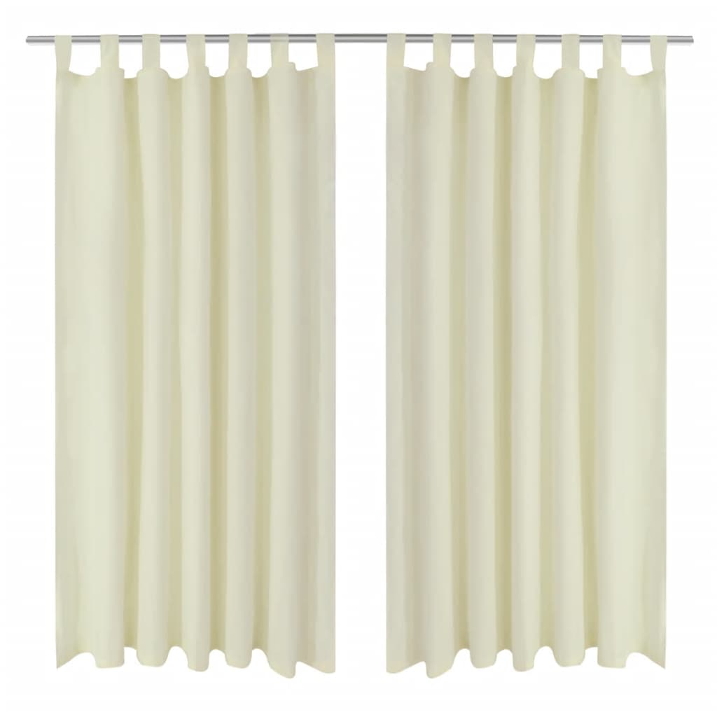 Gardiner i mikro-satin med løkker 2 stk. 140 x 245 cm cremefarvet