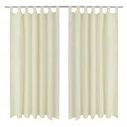 Gardiner i mikro-satin med løkker 2 stk. 140 x 245 cm cremefarvet