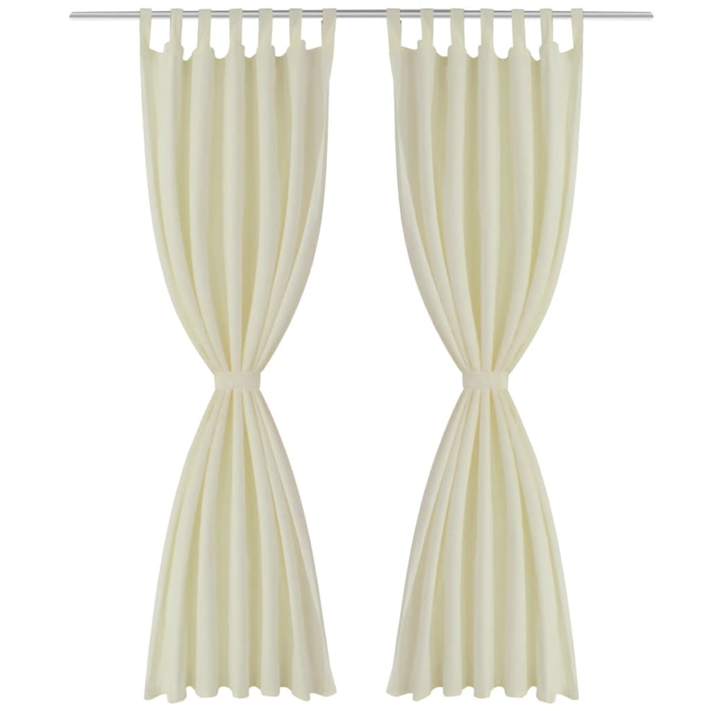 Gardiner i mikro-satin med løkker 2 stk. 140 x 245 cm cremefarvet