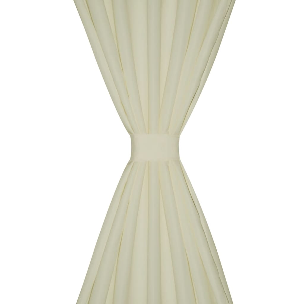 Gardiner i mikro-satin med løkker 2 stk. 140 x 245 cm cremefarvet