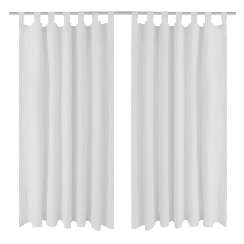 Gardiner I Mikro-satin Med Løkker 2 Stk. 140 X 175 Cm Hvid - Vidaxl