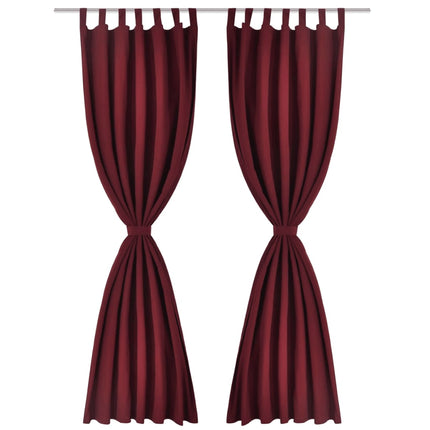 Gardiner i mikro-satin med løkker 2 stk. 140 x 175 cm bordeaux-rød