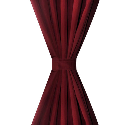Gardiner i mikro-satin med løkker 2 stk. 140 x 175 cm bordeaux-rød