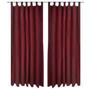 Gardiner i mikro-satin med løkker 2 stk. 140 x 225 cm bordeaux-rød