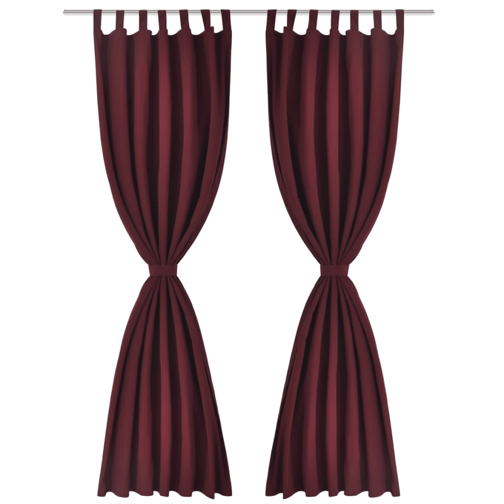 Gardiner i mikro-satin med løkker 2 stk. 140 x 225 cm bordeaux-rød