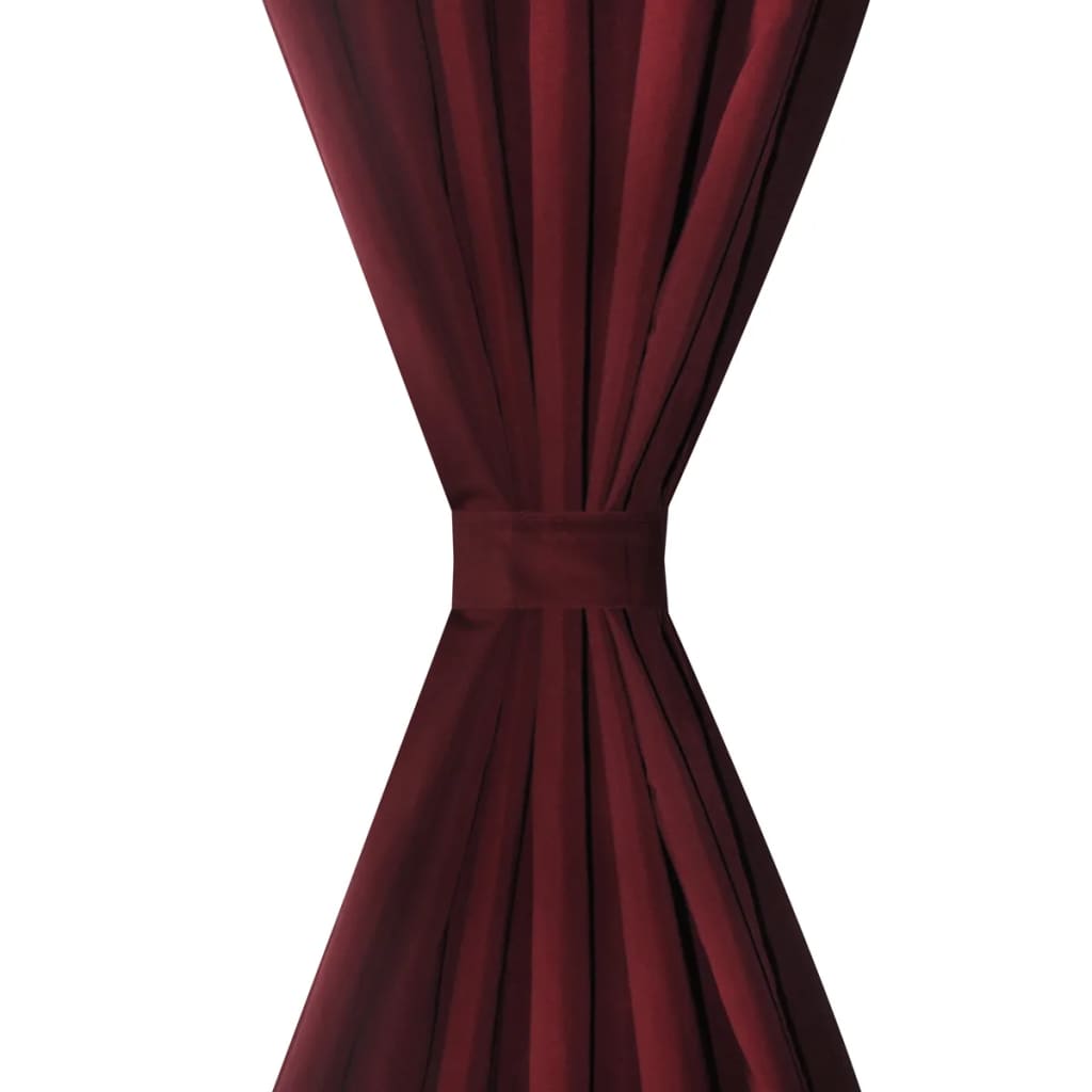 Gardiner i mikro-satin med løkker 2 stk. 140 x 225 cm bordeaux-rød